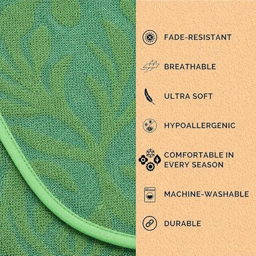 100% Cotton Throw Blanket for Couch Sofa or Bed All Season Terry Blankets & Throws, Lightweight & Breathable Cotton Blanket, Picnic Rug, Terry Bed Sheet (Green) - color: Green