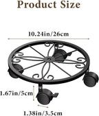 10.24" Plant Caddy with Wheels - Plant Stand with Wheels, 360° Lockable Plant Rollers Plant Dolly, Plant Tray with Casters for Indoor and Outdoor, 2 Pack.