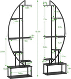 Plant Stand Shelf Rack Indoor with 6 Built in Grow Light, 7 Tiered 65" Tall Black Large Lighted Half Moon Curved Plant Stand for Indoor Growing, 2 Pack Arch Sturdy High Herb Flower Shelving