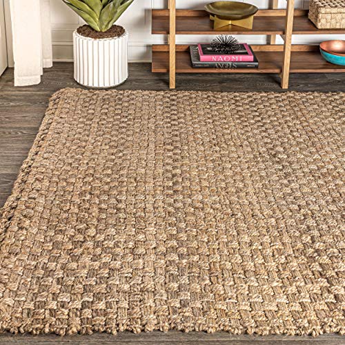 JONATHAN Y Estera Hand Woven Boucle Chunky Jute Natural Indoor Area Rug, 5x8, Bohemian, Transitional, Easy-Cleaning for Living Room, Bedroom, Kitchen, Pet Friendly, Non-Shedding (NFR102A-5) - color: Natural, size: 5' x 8' (Rectangular)