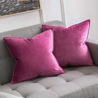 MIULEE Hot Pink Velvet Throw Pillow Covers 18x18 Soft Decorative Solid Square Cushion Cases Pack of 2 Modern Luxury Home Decor for Couch, Sofa, Bedroom