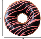 HYSEAS Round Throw Pillow 14 Inch Chocolate Pink Donut, 3D Digital Print Decorative Comfortable Soft Plush Funny Food Shaped Pillow Light Weight Seat Pad Cushion for Couch, Chair, Floor, Sofa