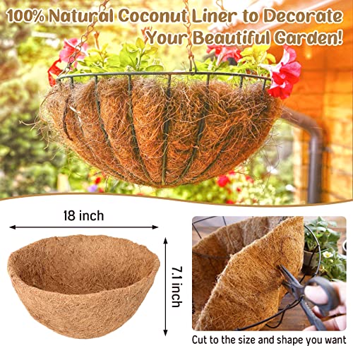Legigo 3 Pack 18 Inch Hanging Basket Coco Liners Replacement, 100% Natural Round Coconut Coco Fiber Planter Basket Liners for Hanging Basket Flowers/Vegetables - color: 3pcs, size: 18 Inch