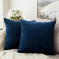 MIULEE Velvet Throw Pillow Covers 12x12 Inch, Pack of 2 - Dark Blue, Soft Solid Small Decorative Pillow Covers Modern Luxury Home Decor for Couch Chair Sofa Bedroom Livingroom Car