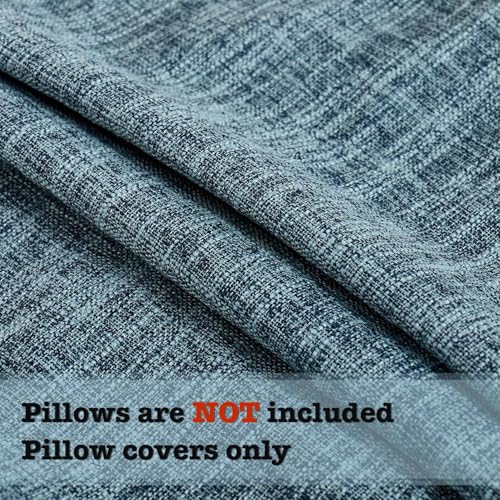 Couch Pillow Covers Faux Linen Decorative 16x16 Blue Boho Farmhouse Throw Pillowcases with Tassels Fringed Rustic Woven Textured Burlap Cushion Covers for Couch Sofa Bed Living Home Decor Set of 2 - color: Blue, size: 16" x 16" (Pack of 2)