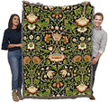 Pure Country Weavers William Morris Lodden Tole Blanket - Arts & Crafts - Gift Tapestry Throw Woven from Cotton - Made in the USA (72x54) - color: Tole, size: Large