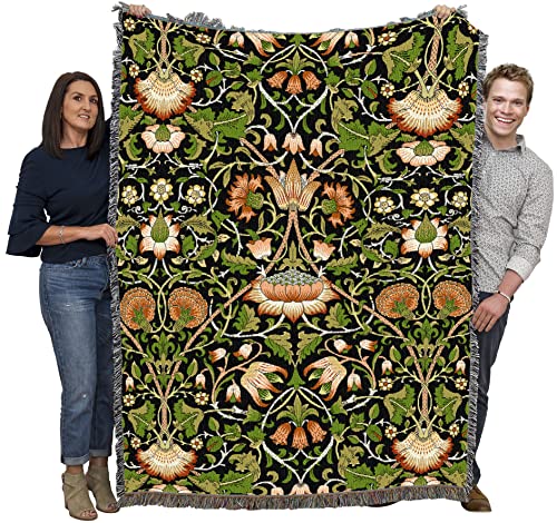 Pure Country Weavers William Morris Lodden Tole Blanket - Arts & Crafts - Gift Tapestry Throw Woven from Cotton - Made in the USA (72x54) - color: Tole, size: Large