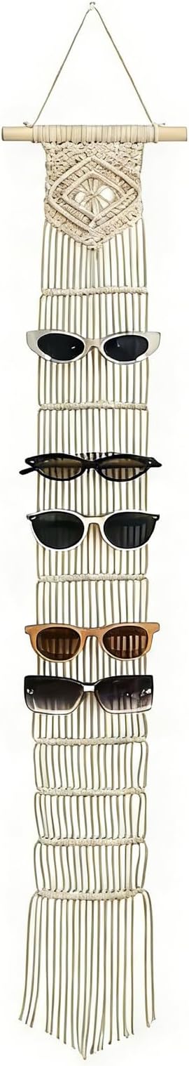 Macrame Sunglasses Holder Boho Wall Hanging Minimalist Eyewear Organizer Wall Sunglasses Rack