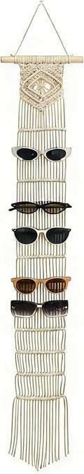 Macrame Sunglasses Holder Boho Wall Hanging Minimalist Eyewear Organizer Wall Sunglasses Rack