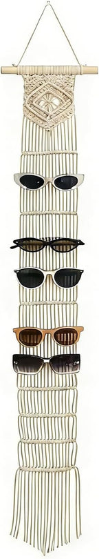 Macrame Sunglasses Holder Boho Wall Hanging Minimalist Eyewear Organizer Wall Sunglasses Rack