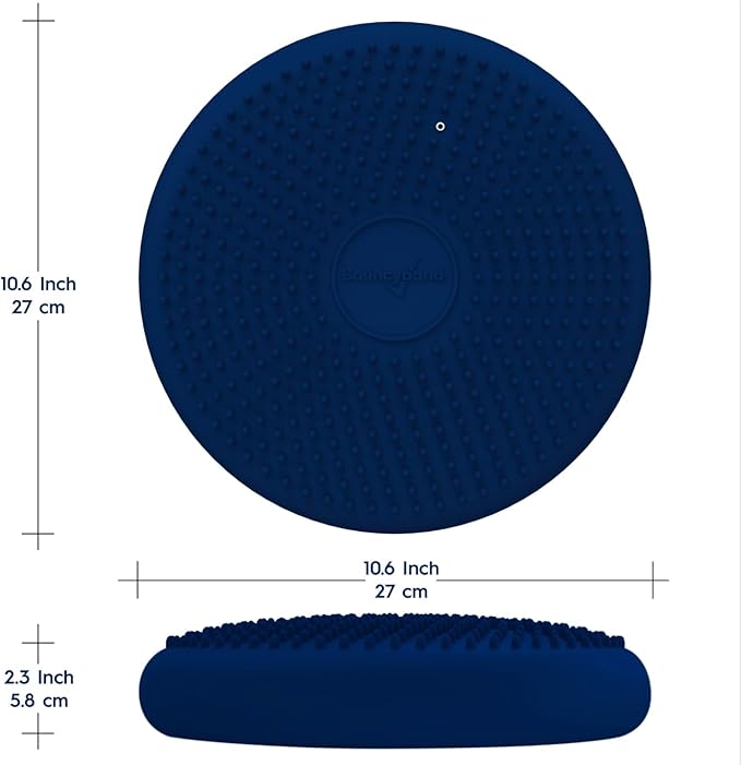 BouncyBand Wiggle Seat, Blue, 1-Pack – Small 10.75” D x 2.5” H Wobble Cushion for Kids Aged 3-7 – Sensory Tool Promotes Active Learning & Improves Productivity – Includes Pump for Easy-Inflation