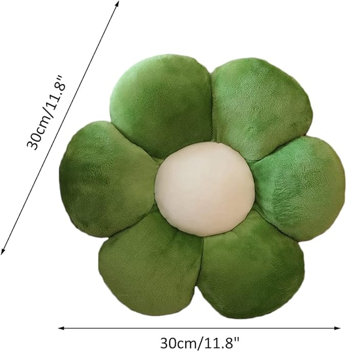 lannery Flower Plush Throw Pillows, Flower Floor Pillow Seating Cushion Toy for Reading, Room, Watching TV (11.8", Dark Green)