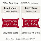 Red Christmas Pillow Covers 12x20 Inch Set of 2 – Relax God’s Got This/Give It to God and Go to Sleep – Christian Holiday Throw Pillowcase, Gift for Women
