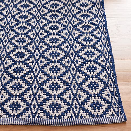 SAFAVIEH Montauk Collection Accent Rug - 2'3" x 3'9", Ivory & Navy, Handmade Cotton, Ideal for High Traffic Areas in Entryway, Living Room, Bedroom (MTK716H) - color: Ivory/Navy, size: 2'3" x 3'9" (Rectangular)