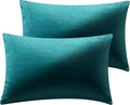 2 Pack 12x20 Pillow Cover Velvet Pillow Covers, Square Throw Pillow Covers for Living Room Decorations Throw Pillow Case, Throw Pillow Cover Cushion Cover for Sofa Bedroom Car, Teal Velvet