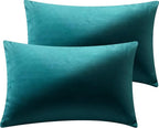 2 Pack 12x20 Pillow Cover Velvet Pillow Covers, Square Throw Pillow Covers for Living Room Decorations Throw Pillow Case, Throw Pillow Cover Cushion Cover for Sofa Bedroom Car, Teal Velvet