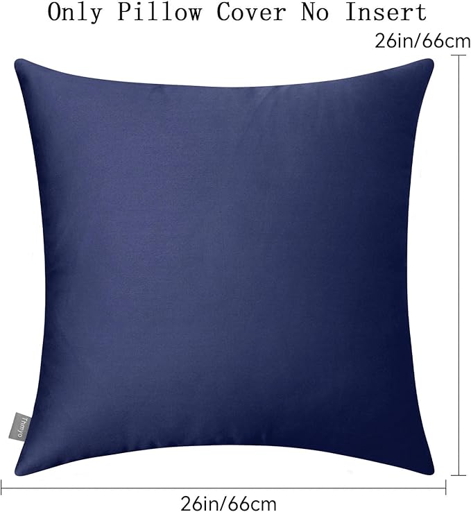 Thmyo 4-Pack 100% Cotton Comfortable Solid Decorative Throw Pillow Case Square Cushion Cover Pillowcase Sublimation Blank Pillow Covers Halloween DIY Throw Pillowcase(26x26inch/66x66cm,Dark Blue)