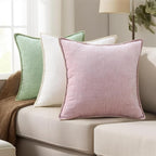 decorUhome Summer Chenille Soft Cozy Throw Pillow Covers 12x20 Set of 2, Modern Farmhouse Boho Velvet Decorative Pillow Cases with Stitched Edge for Couch Sofa Bed Home Decor, Blush Pink