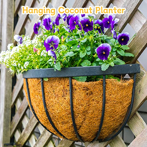 Riare 4 Pack 18 Inch Round Coco Liners Replacement, 100% Natural Coconut Coir Liners for Hanging Baskets, Garden Flower Vegetables Planter Pot, Window Box, Fence, Decks - size: 18inch