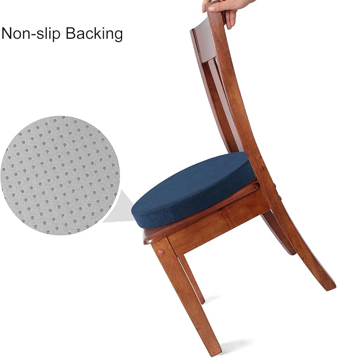 Tromlycs 14 Inch Round Bar Stool Cushion Non-Slip Foam Seat Pad Removable Cover for Circle Chairs (14x14 Inches, Navy Blue)