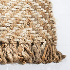 SAFAVIEH Natural Fiber Collection Area Rug - 10' x 14', Bleach & Natural, Handmade Chevron Fringe Jute, Ideal for High Traffic Areas in Living Room, Bedroom (NF458A) - size: 6' x 9' (Rectangular)