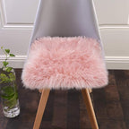 Softlife Pink Faux Fur Sheepskin Chair Cover 2 PCs Seat Cushion Pad Super Soft Area Rugs for Living Bedroom Sofa Dorm (1.6ft x 1.6ft)
