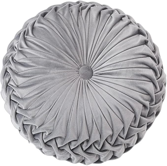 Baiyuruodie Round Velvet Pillow, Sofa Bed Bedroom Decorative Throw Pillow (38cm, Grey)