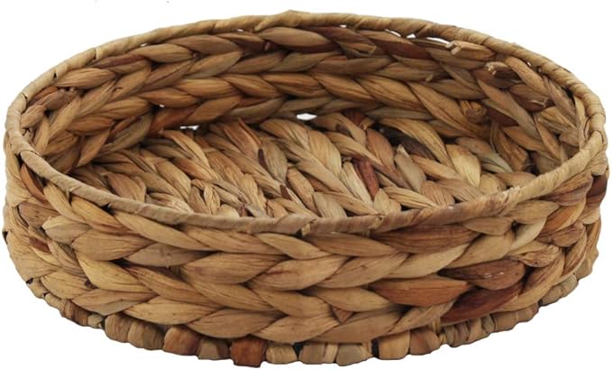 Fruit Tray Weaving by Grass, Round Bins for Vegetable, Arts and Crafts. (Small)