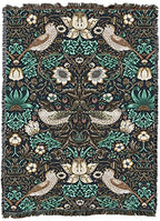 Pure Country Weavers William Morris Strawberry Thief Slate Blanket XL - Arts & Crafts - Gift Tapestry Throw Woven from Cotton - Made in the USA (82x62) - color: Slate, size: X-Large