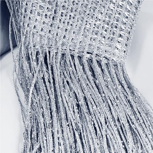 ave split Decorative Door String Curtain Wall Panel Fringe Window Room Divider Blind Divider Tassel Screen Home 100cm*200cm (Silver18) - color: Silver18