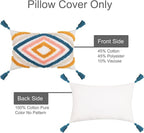 JASEN Colorful Boho Throw Pillow Covers 12x20, Diamond Pattern Lumbar Pillow Covers with Tassel Woven Tufted Decorative Pillow Cover for Couch Sofa Bedroom Living Room