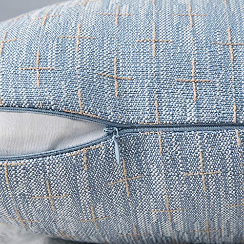 MIULEE Pack of 2 Decorative Burlap Linen Throw Pillow Covers Modern Farmhouse Pillowcase Rustic Woven Textured Cushion Cover for Sofa Couch Bed 18x18 Inch Light Blue - color: Light Blue, size: 18" x 18" (Pack of 2)