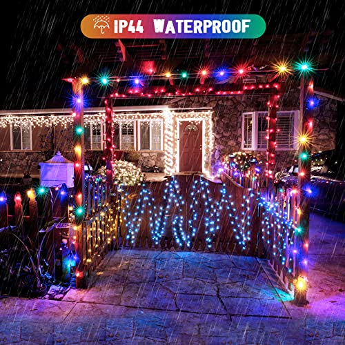 JMEXSUSS 2 Pack Solar String Lights Outdoor Waterproof, Total 400 LED 151FT Solar Christmas Lights Outdoor, 8 Modes Christmas Light for Outside Patio Yard Tree Decorations, White to Multicolor - color: White to Multicolor, size: 200LED*2