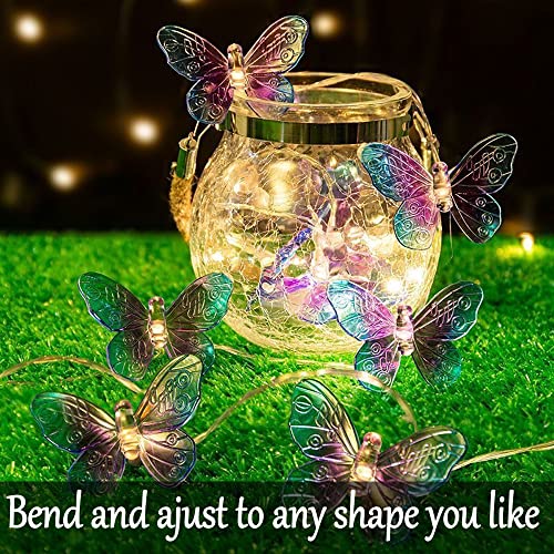 Fielegen 20 LED Butterfly String Lights, 9.84ft/3 Meter Battery Powered Purple Butterfly Fairy Lights for Home Bedroom Indoor Outdoor Garden Wedding Party Holiday Summer Decoration - color: Butterfly