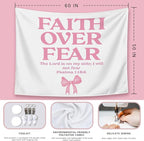LIANGW Coquette Pink Bow Christian Tapestry Aesthetic, Coquette Preppy Room Decor for Teen Girls & Women, Wall Tapestry for Bedroom, Cute Bible Verses Tapestries Wall Hanging 50x60 inche