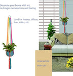 Rainbow Colorful Macrame Plant Hanger with 2 Hooks, Hanging Plant Holder Indoor Outdoor, Handmade Cotton Rope for Boho Room Decor Hanging Ceiling Decor，2 Pack