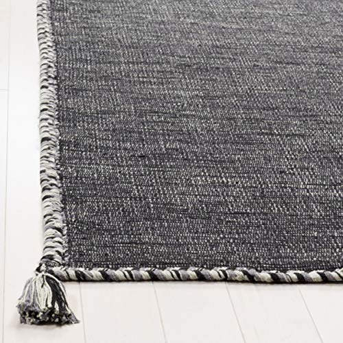 SAFAVIEH Montauk Collection Accent Rug - 2' x 3', Grey & Black, Handmade Flat Weave Cotton Corner Tassel, Ideal for High Traffic Areas in Entryway, Living Room, Bedroom (MTK150F) - color: Grey/Black, size: 2' x 3' (Rectangular)