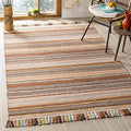 SAFAVIEH Area Rug 8x10 - Montauk Collection - Large - Brown & Multi, Handmade Cotton, Boho Stripe Fringe Design, Ideal for Living Room, Bedroom, Office, Dining Space (MTK901H) - color: Brown/Multi, size: 8' x 10' (Rectangular)