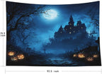 EMMTEEY Halloween Tapestry Night Forest Pumpkins Horror Castle Ceiling Tapestry 92.5X70.9 Huge Wall Art for Bedroom Living Room Fall Backdrop