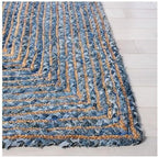 SAFAVIEH Cape Cod Collection Area Rug - 2'3" x 5', Blue & Natural Brown, Handmade Jute & Cotton, Woven Braided Design (CAP202M)