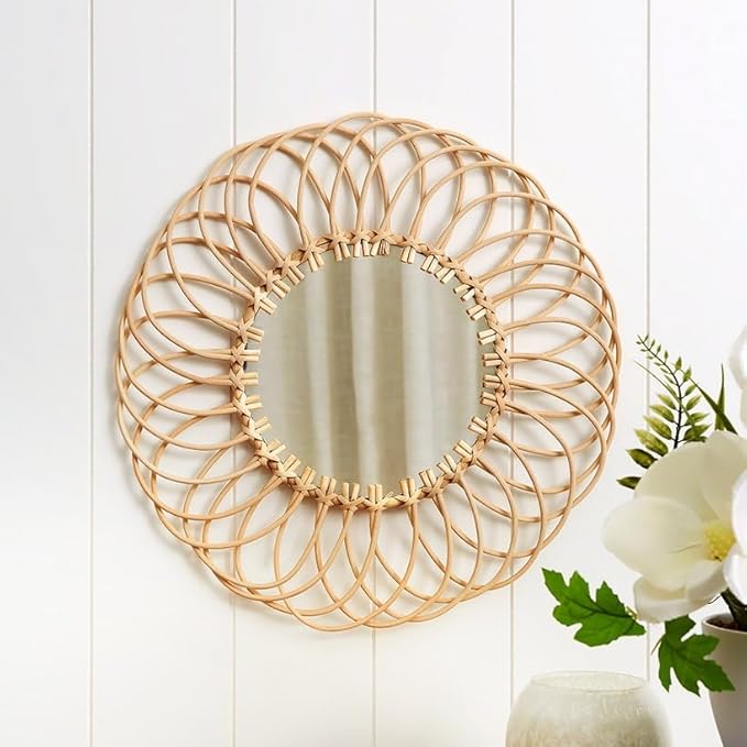 The Lakeside Collection Round Natural Rattan Mirror - Round