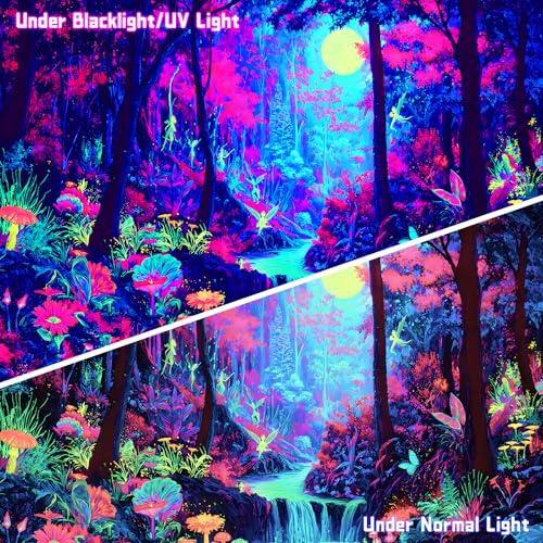 AOHMPT Blacklight Tapestry Glow in the Dark Tapestry Landscape Design 59'' × 51'' Inch Wall Hanging Decor for Bedroom Living Room - color: Landscape, size: 59"L x 51"W