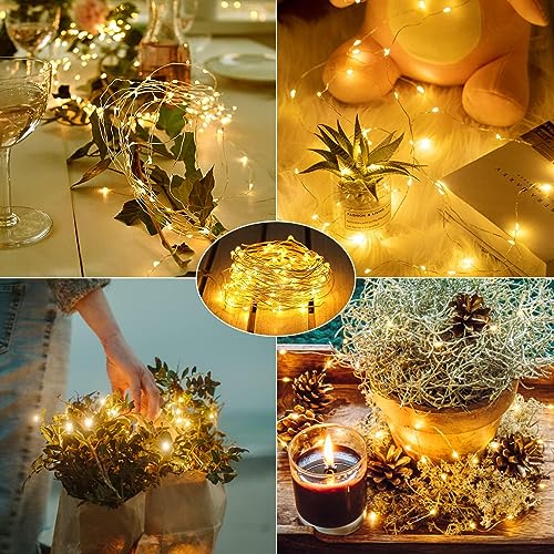Fairy Lights Battery Operated String Lights - 12 Pack 7ft 20 LED Silver Wire Firefly Lights for Mason Jars DIY Picture Walls Shelves Arts Crafts Trees Branches Bedroom Wedding Party Decor(Warm White) - color: Warm White, size: 12 Pack