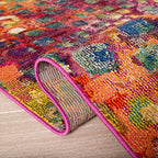 SAFAVIEH Madison Collection Runner Rug - 2'2" x 18', Fuchsia & Gold, Boho Abstract Distressed Design, Non-Shedding & Easy Care, Ideal for High Traffic Areas in Living Room, Bedroom (MAD425D) - color: Fuchsia/Gold, size: 2'2" x 18' (Runner)