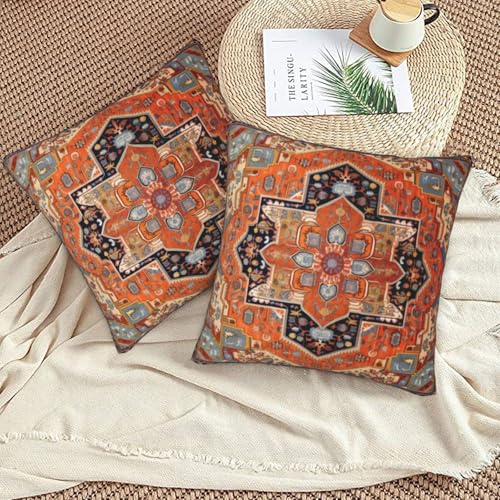 Geometric Bohemian Throw Pillow Covers 18 X 18 Inch Set of 2 Pillow Cases Decoration Cushion Cover for Sofa Bedroom Living Room Outdoor - color: Geometric Bohemian