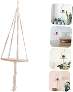Hanging Woven Flower Basket Holder Natural Macrame Plant Pot Tray for Use for Plants Like and Ferns Decor