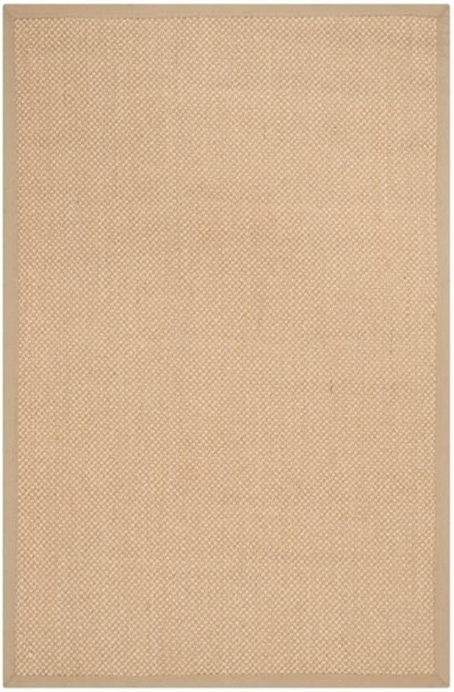 SAFAVIEH Area Rug 6' Square - Natural Fiber Collection - Maize & Linen Color, Sisal, Woven Design with Border (NF141B)