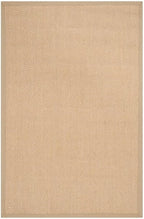 SAFAVIEH Area Rug 6' Square - Natural Fiber Collection - Maize & Linen Color, Sisal, Woven Design with Border (NF141B)