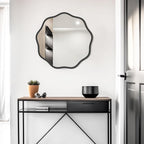 WallBeyond Round Wavy Mirror for Wall Decorative 20 inch, Modern Round Mirror Aluminum Frame for Bathroom Bedroom Living Room Home House Office Entryway, Black