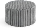 LITA Round Stuffed Pouf Ottoman, Corduroy Poufs with High-Density Foam Filling and Washable Cover, Furry and Fluffy Bean Bag Foot Stools Ottoman for Living Room, Bedroom, Office, Grey, Round